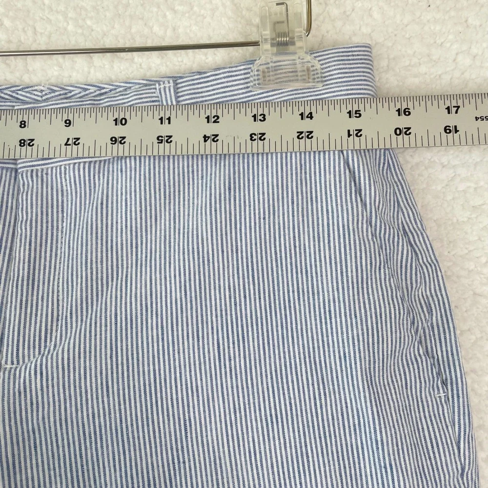 Banana Republic Avery Pinstripe Linen Blend Pants Blue White Womens 6P Petite